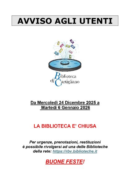 AVVISO CHIUSURA BIBLIOTECA COMUNALE  