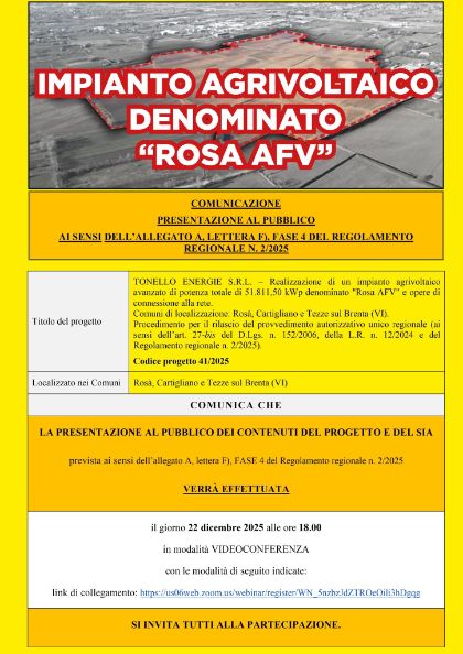 INVITO ALLA PRESENTAZIONE DEL PROGETTO “ROSA AFV” (Parco delle Rogge)