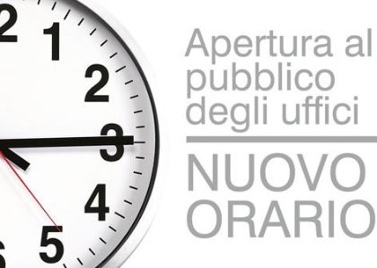 Nuovi orari apertura al pubblico Uffici comunali dal 1° luglio 2024 Nuovi orari apertura al pubblico Uffici comunali dal 1° luglio 2024
