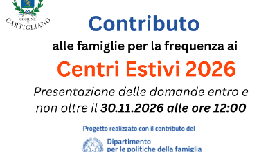 Contributo alle famiglie per la frequenza ai Centri Estivi 2026